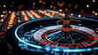 A detailed image of a roulette wheel in motion, capturing the excitement and unpredictability of gaming, is AI Generative.