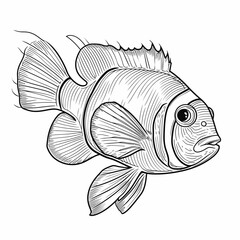 Canvas Print - Fish Line Art Illustration