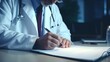 © Tahir AI - Close up of unrecognizable doctor taking notes