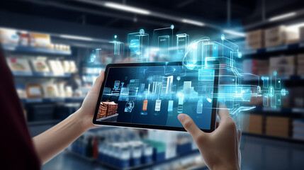 Wall Mural - ios smart retail in the futuristic concept