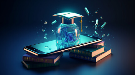 digital online concept background with online education on smartphone