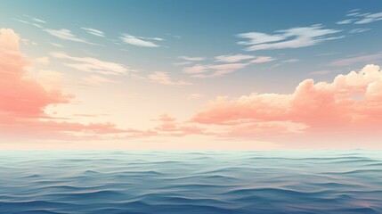 Wall Mural - sea with clouds and sun background. generative ai.