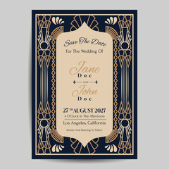 Wall Mural - Art Deco Wedding Invitation Template