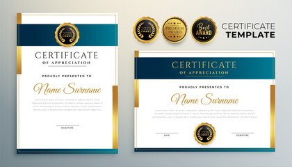 Sticker - professional diploma of achievement template for corporate honor or gratitude
