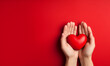 Helping hand of heart donor for patient in heart  Red heart, Family hands holding red heart, health care, hope, life insurance concept, world heart day, Generative AI