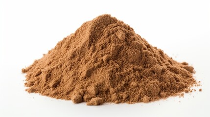 a pile of brown sand against a white background.