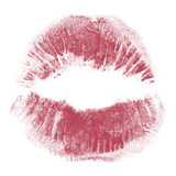 Beautiful red lips isolated on transparent background. red lipstick kiss . lips with lipstick mark on a white background.