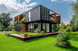 © Kien - a modern container house with grass lawn and garden
