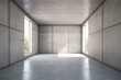 Minimalist concrete room with natural sunlight and abstract empty space - versatile industrial background. Generative AI