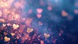 Abstract background with purple, blue and pink gradient sparcle hearts bokeh, blurred background