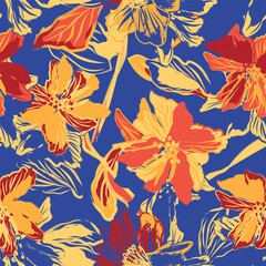 Wall Mural - Colourful Abstract Floral Seamless Pattern Design