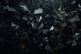 Fototapeta  - Graphic resources. Abstract and futuristic black background with copy space. Broken and explode black material particles and fragments