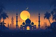 Islamic Elegance Eid Mubarak and Ramadhan Kareem Minimalist Greeting Card