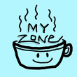 illustration of a cup of coffee with my zone texs