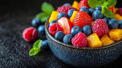 Wall Mural - Colorful Fruit Salad Composition