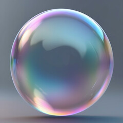 Wall Mural - Soap bubble isolated on grey background