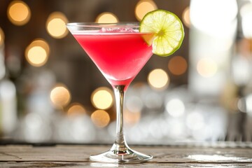 Canvas Print - Cosmopolitan cocktail with lime slice