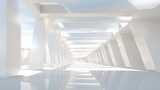 Fototapeta Do przedpokoju - abstract of white space architecture perspective of future design building. 3d rendering