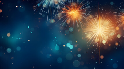 Wall Mural - Beautiful creative holiday background with fireworks and sparkles