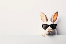 sweet bunny with dark sunglasses - easter portrait with copyspace