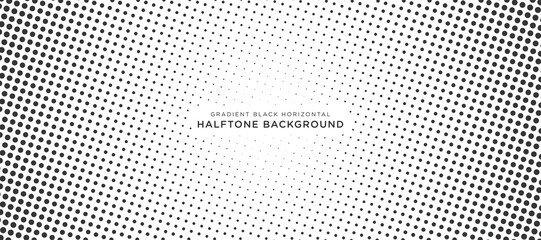 Wall Mural - radial gradient halftone background horizontal vector design dotted black color fit for social media