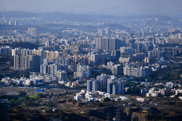 19 January 2024, Cityscape Skyline, Cityscape of Pune city view from Bopdev Ghat, Pune, Maharashtra, India.