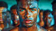 © Aliaksandra - Portrait of a handsome African American man with sweat on his face and dark hair