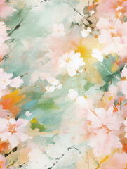 Wall Mural - colorful blooming delight: a romantic floral bouquet in a pastel watercolor painting on a vintage gr