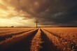 Thankful christian praying with cross in bountiful barley field, embracing thanksgiving