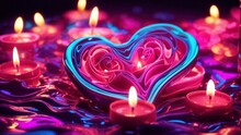 Valentine's Day Background With Candles In The Shape Of A Heart