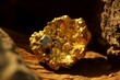 Mining gold precious nugget. Shiny goldmine treasure mineral gob. Generate ai