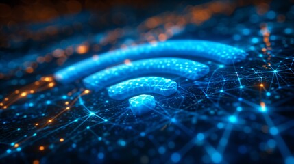 Wireless network and connection abstract data background with wifi symbol