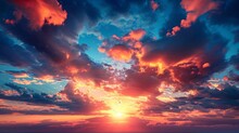 Beautiful Romantic Sunset Sky Panorama