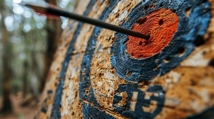  Target board with arrow hit on center of target High quality photo