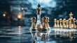 Chess King in an Intense Chess Match. Banner with place for text