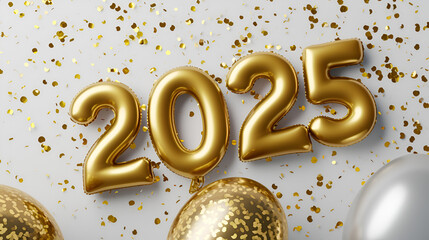 Wall Mural - happy new year 2025 with golden 3d typography design, Happy New Year 2025, New year 2025. Premium vector design for banners, posters, 2025 Happy New Year Background Design, Generative AI
