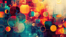 Abstract Background With Colorful Geometric Shapes Such As Circles, Squares And Hexagons