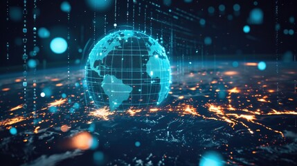 Leinwandbilder - Digital marketing, Global business, e-commerce concept, Global internet network connection technology. Generative AI.