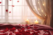 red rose petals on the bed. generative ai