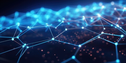 Wall Mural - abstract neural network background, lines connected by bright dots