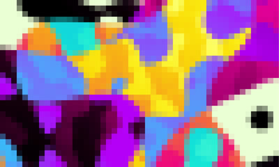 Leinwandbilder - Trippy psychedelic colorful neon geometric shapes abstract background, Pixelated vector pattern