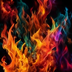 Sticker - colorful fire illustration background