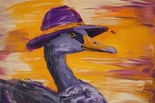 A Duck In A Purple Hat