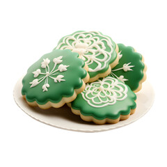 Canvas Print - A Plate Of Festive St. Patrick's Day Decorative Cookie Isolated On Transparent Background