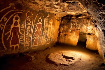 Canvas Print - ancient cave with ancient Design 