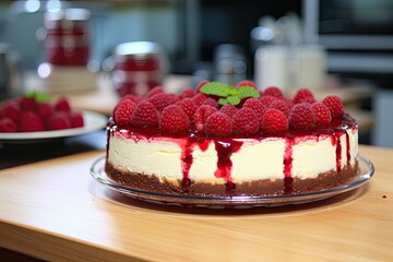 Sticker - Cheesecake made with raspberries at home