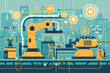 Illustration of Industry 4.0 - Future of Smart Manufacturing. AI Generated.