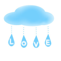 Doodle clouds rainy love weather illustration with blue color that can be use for social media, sticker, wallpaper, e.t.c | Hand Drawn Heart Mother's Day And Valentine's