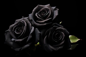 Poster - Black roses on black background.