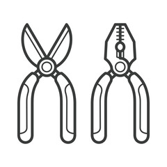 Simple cartoon carpentry and construction tools for home equipment and maintenance outline vector design art